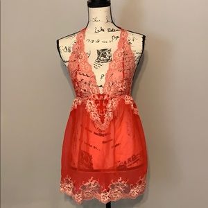 Lace and chiffon night gown